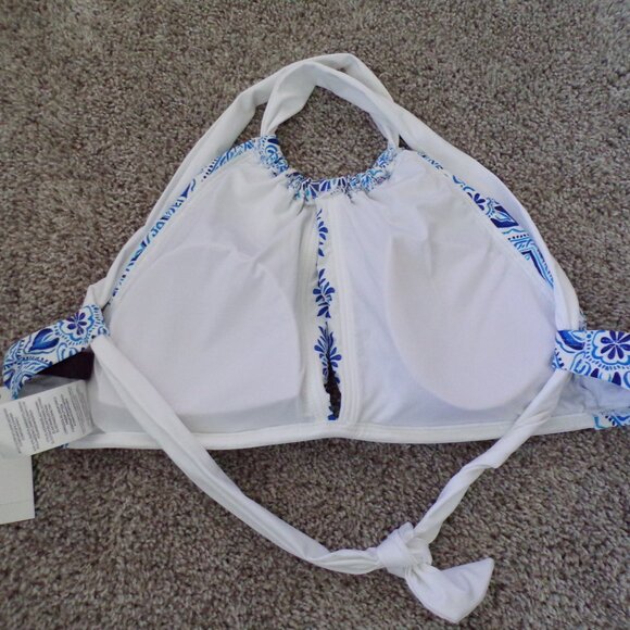 NWT La Blanca blue and white swim bikini top 8 - Picture 4 of 6